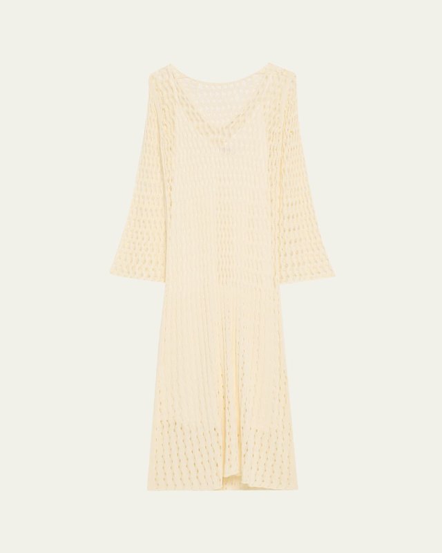 Jemmy Open Knit Long-Sleeve Midi Dress